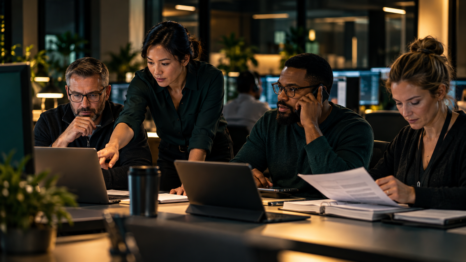Customer-operations team executing a prepared incident-response plan in a contemporary operations environment.
