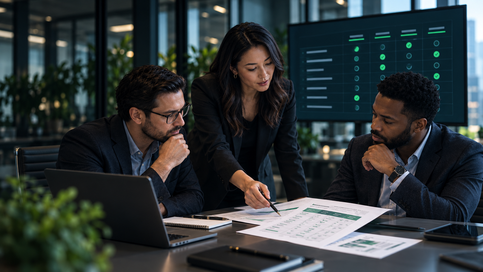 A sourcing team reviewing provider responses side by side in a working session.